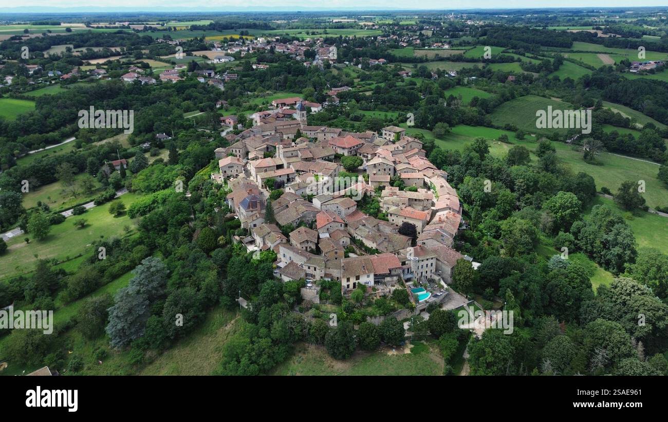 drone photo Medieval city of Pérouges france europe Stock Photo - Alamy