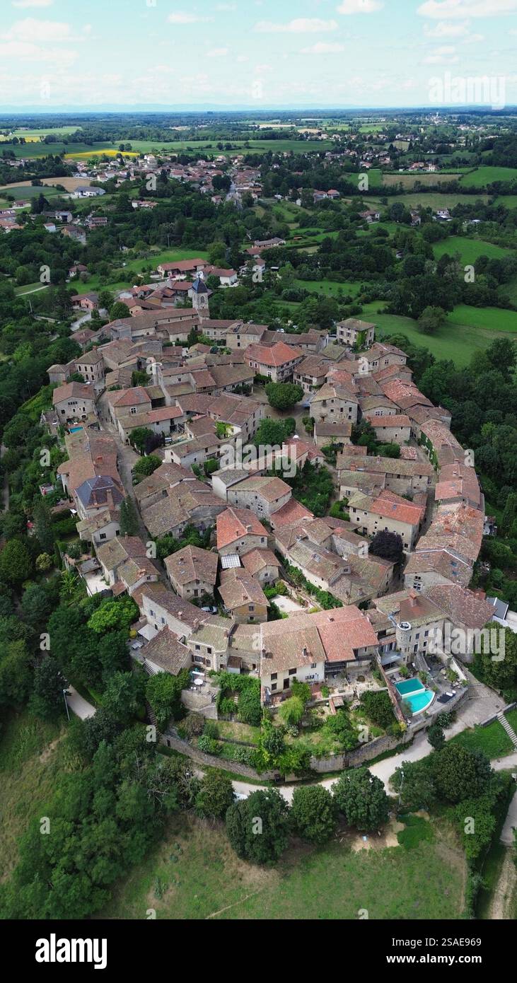 drone photo Medieval city of Pérouges france europe Stock Photo - Alamy