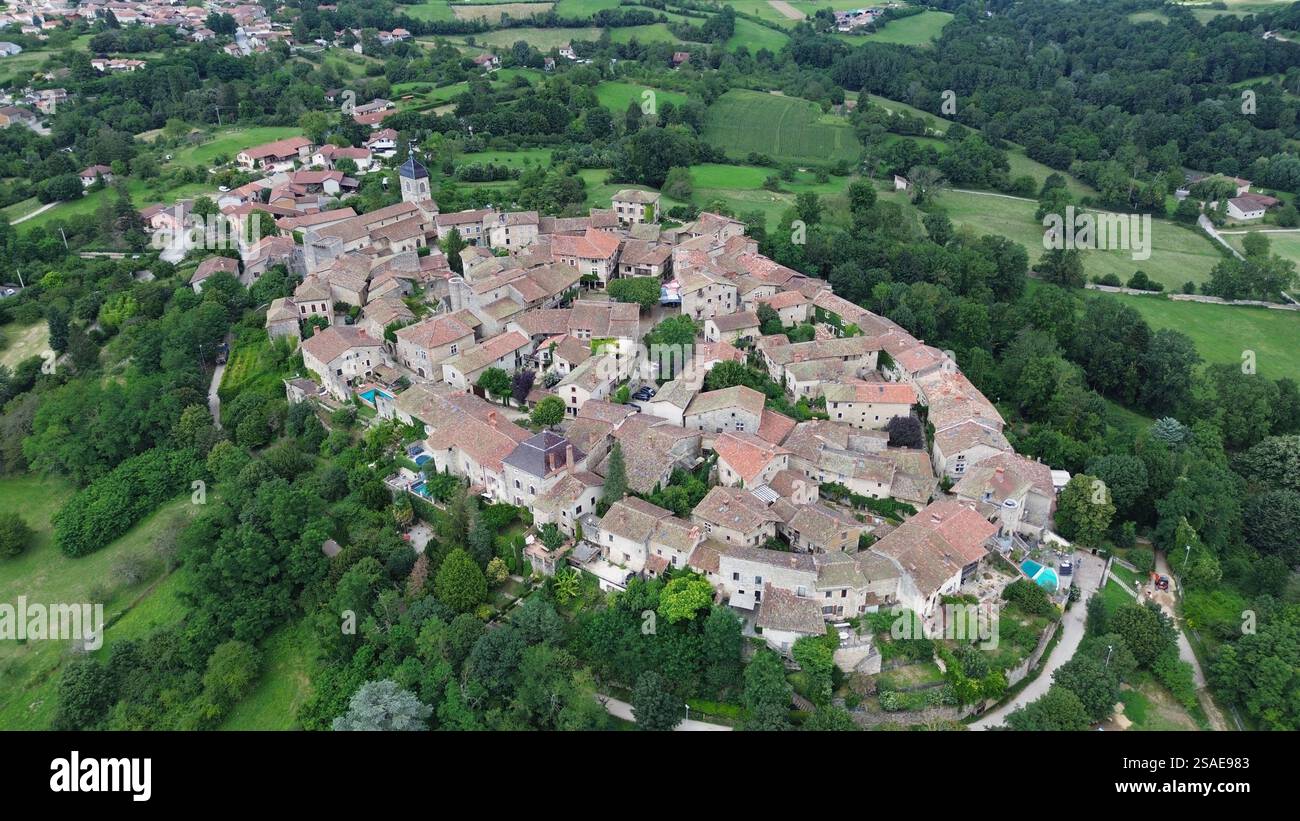 drone photo Medieval city of Pérouges france europe Stock Photo - Alamy