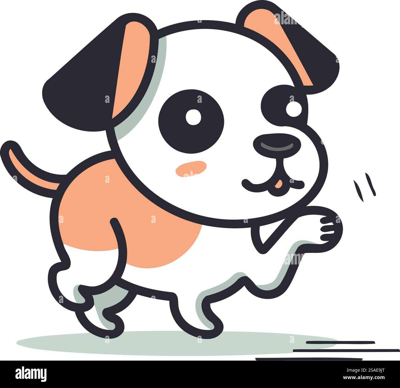 Cute dog running. Vector illustration in doodle style Stock Vector ...