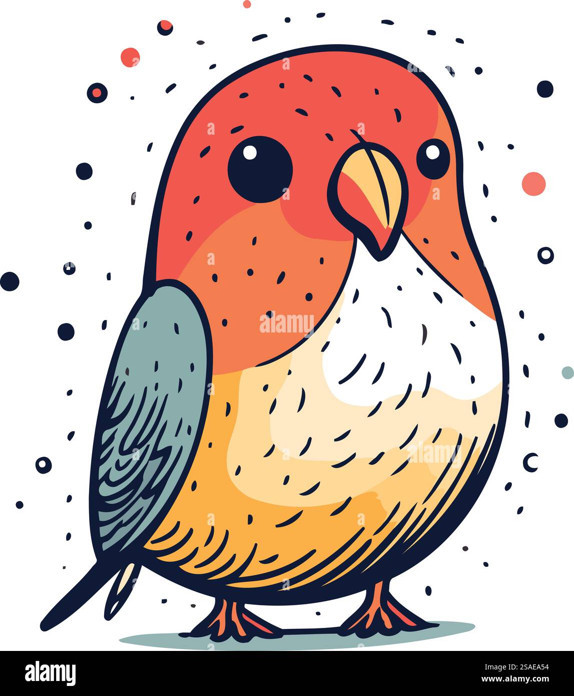 Vector illustration of a cute little bird. Isolated on white background ...