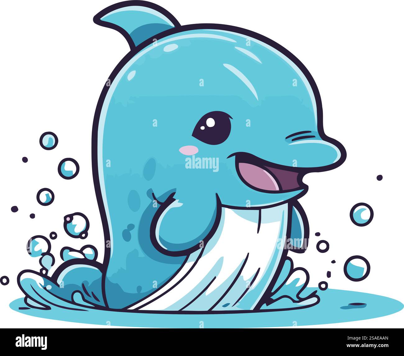 Cute cartoon whale with splashes of water. Vector illustration Stock ...