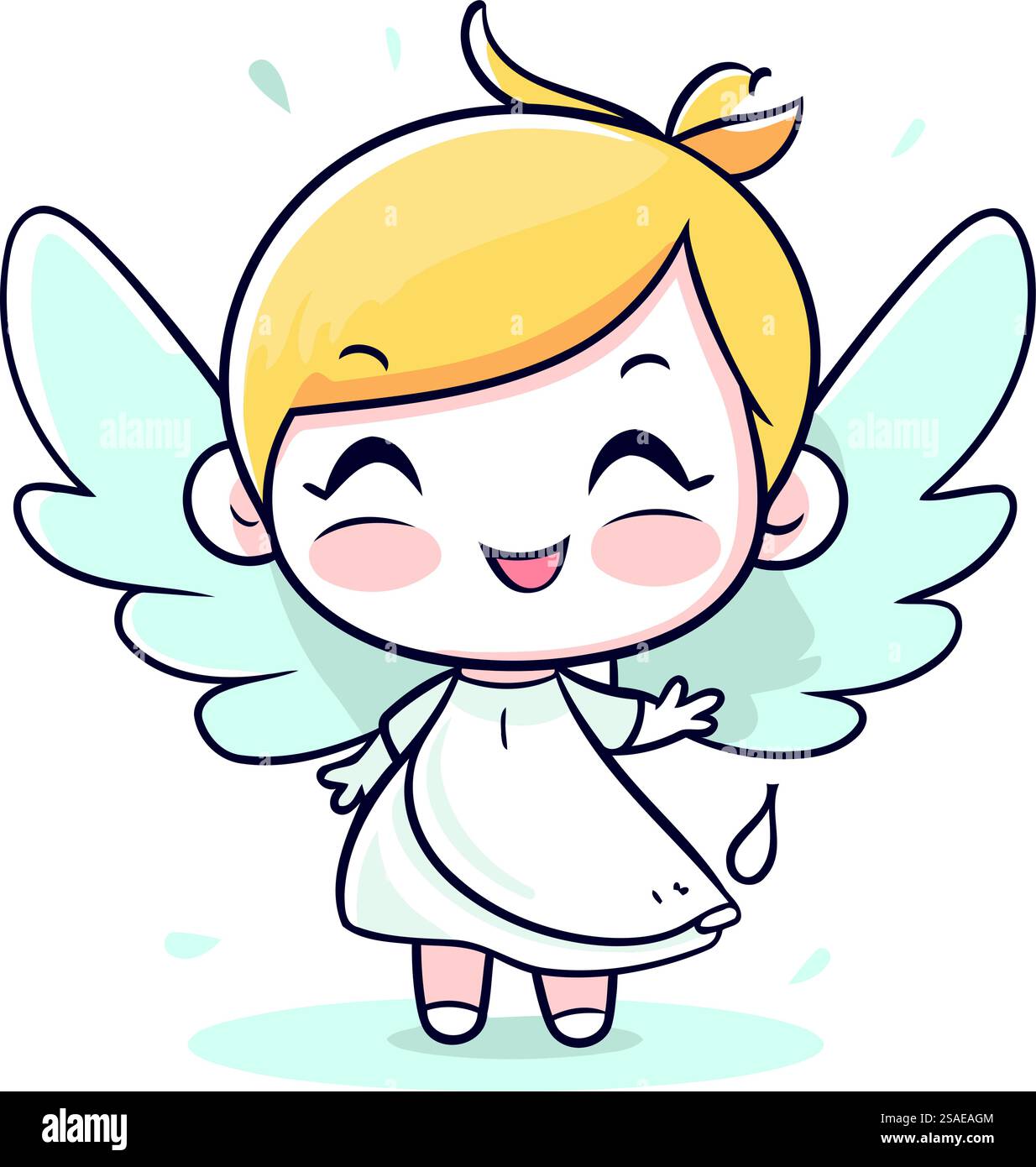 Cute little angel with wings. Vector illustration of a cute little ...