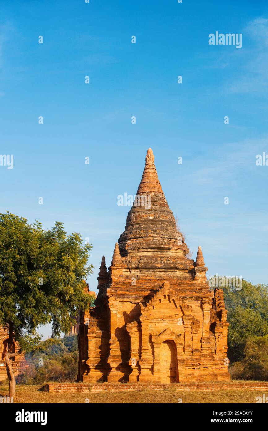 Stunning view of historic buddhist pagodas in Bagan Archeological area ...
