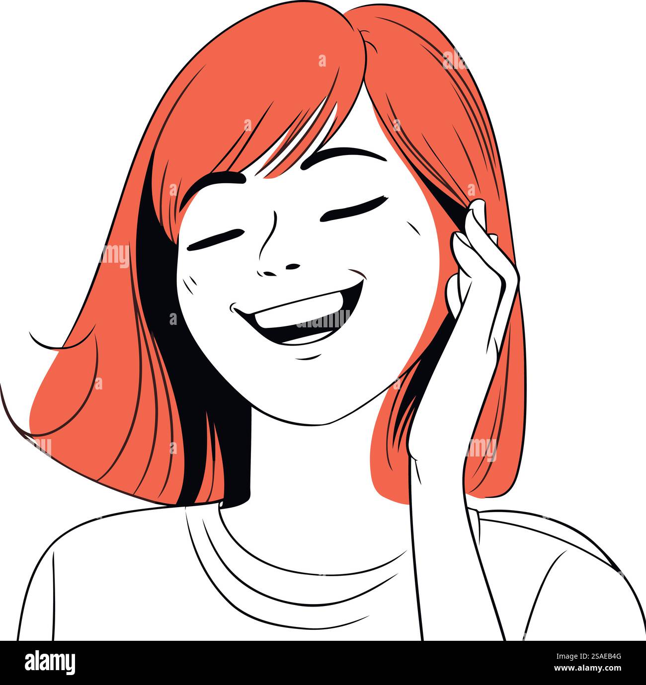 Portrait of a smiling girl with red hair. Vector illustration Stock ...