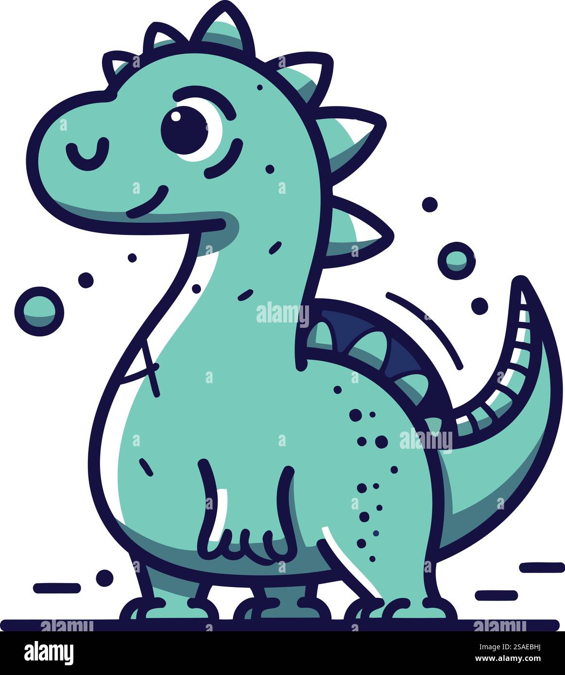 Cute cartoon dinosaur. Vector illustration isolated on a white ...