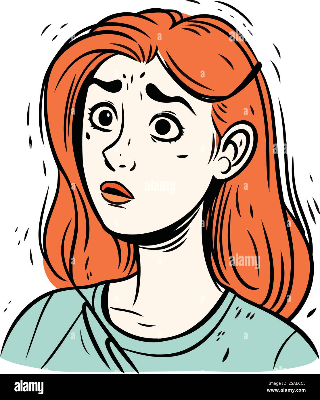Illustration of a young woman with red hair. Vector illustration Stock ...