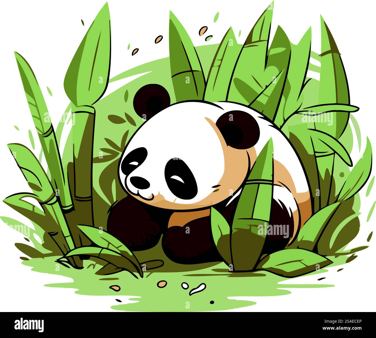 Panda bear sitting in the bamboo forest. Cartoon vector illustration ...