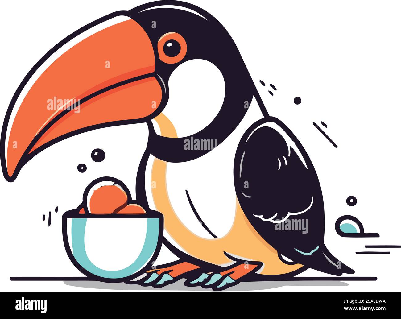 cute-toucan-with-bowl-of-ice-cream-vector-illustration-stock-vector