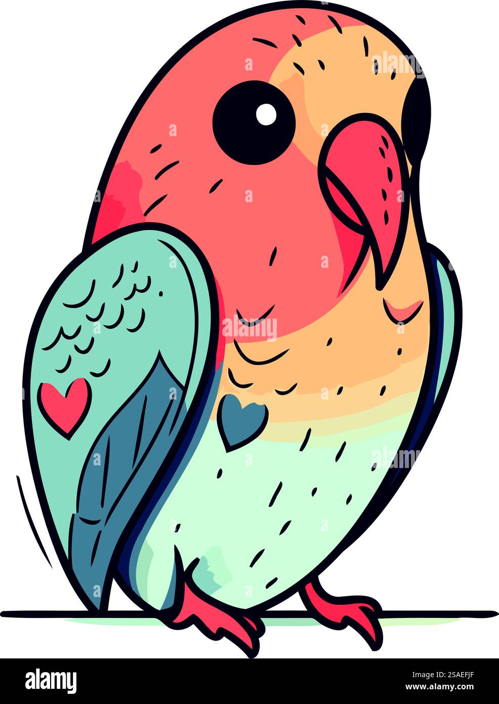 Cute parrot. Hand drawn vector illustration in cartoon style Stock ...