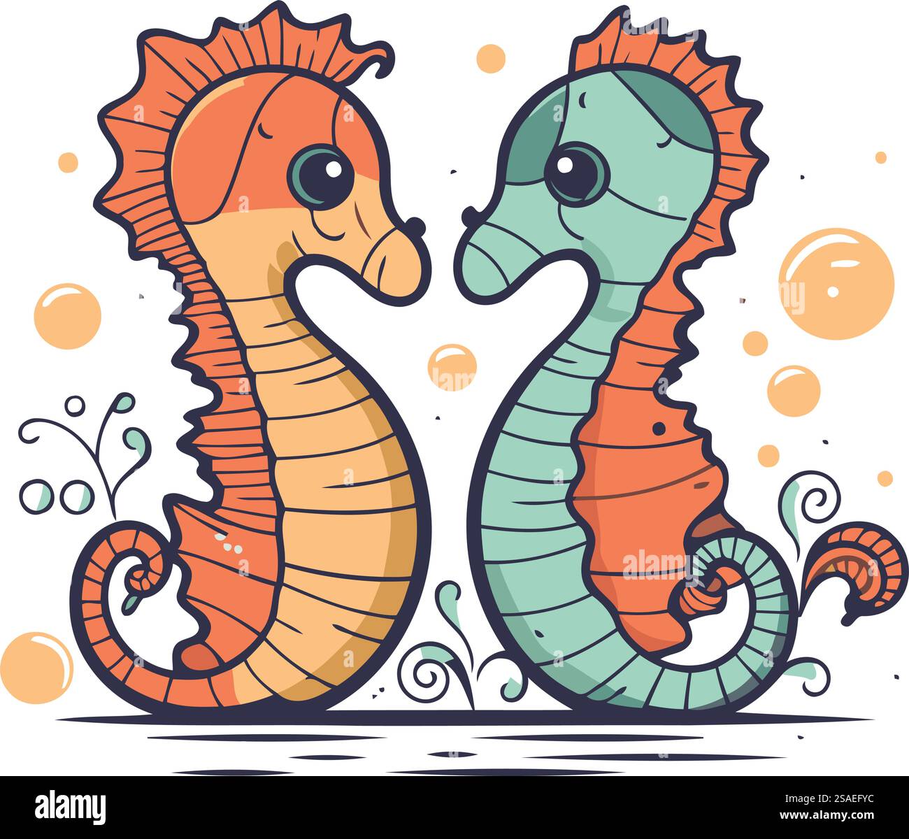 Cute cartoon seahorses. Vector illustration for your design Stock ...