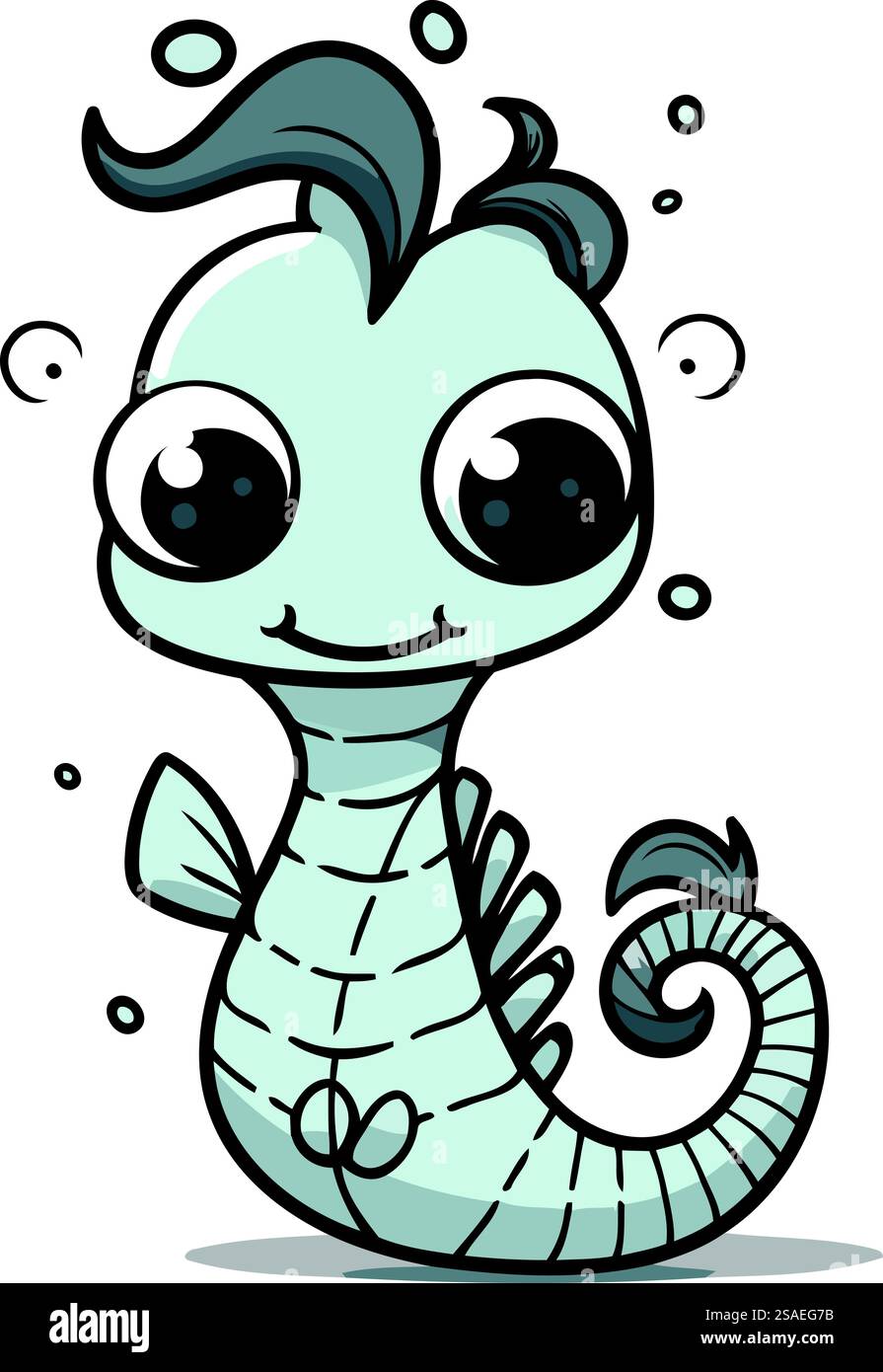 Cute cartoon seahorse. Vector illustration isolated on white background ...