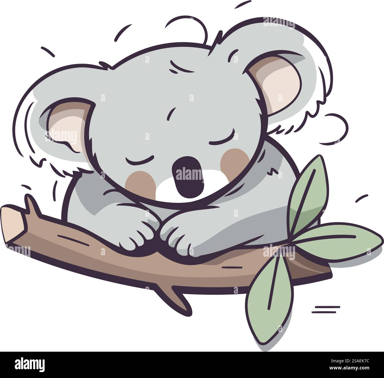 Cute koala sleeping on a tree branch. Vector illustration Stock Vector ...