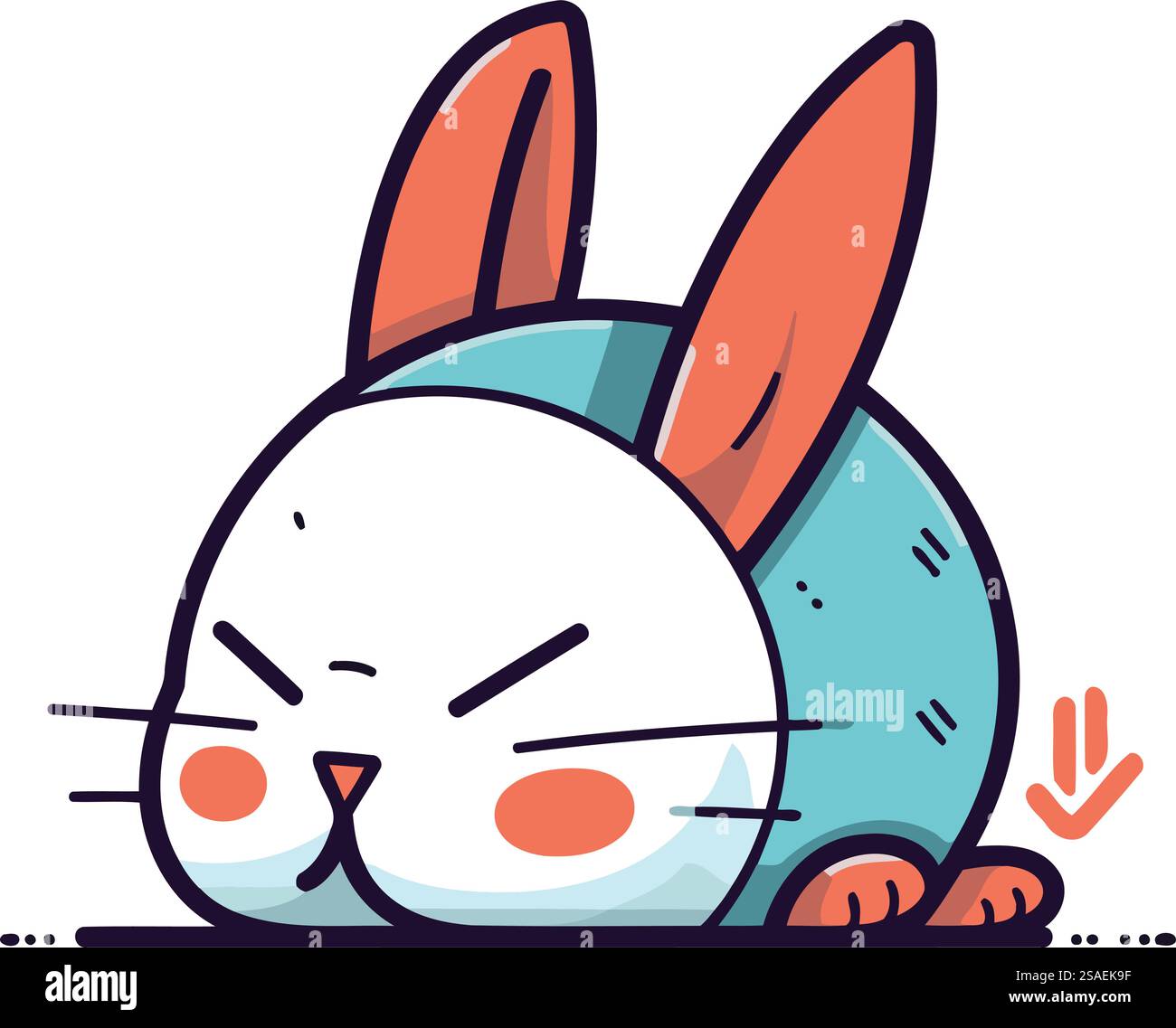 Cute cartoon rabbit. Vector illustration in modern flat line style ...