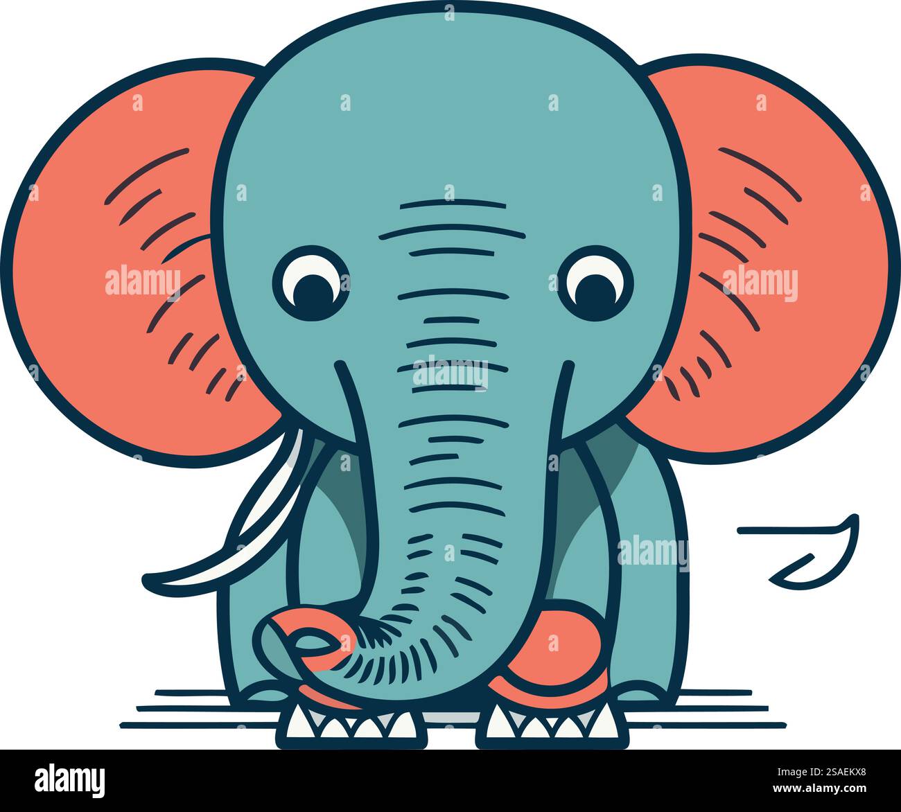 Cute cartoon elephant. Vector illustration in a flat style on white ...
