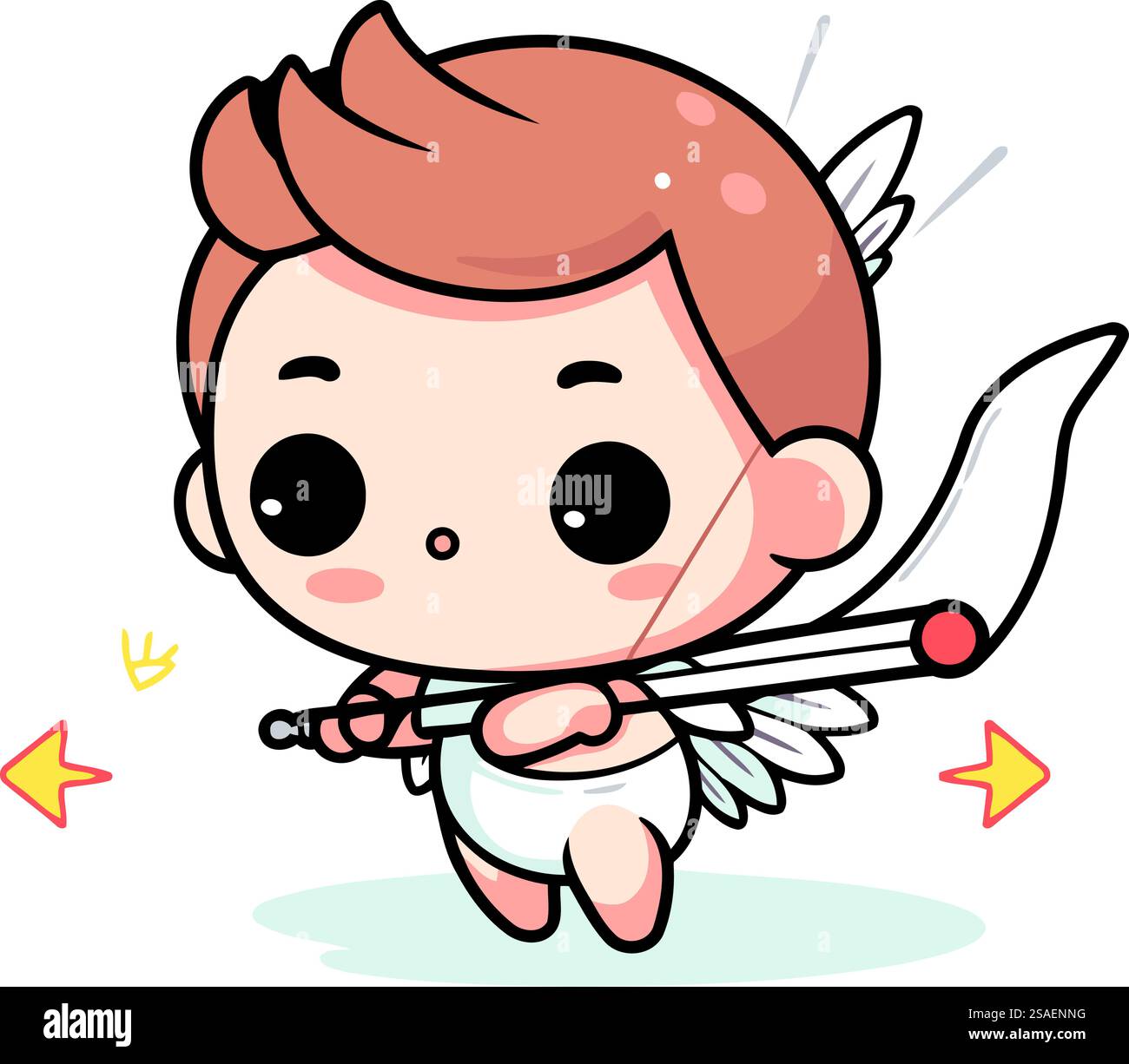 Cupid boy with bow and arrow. Cute cartoon vector illustration Stock ...