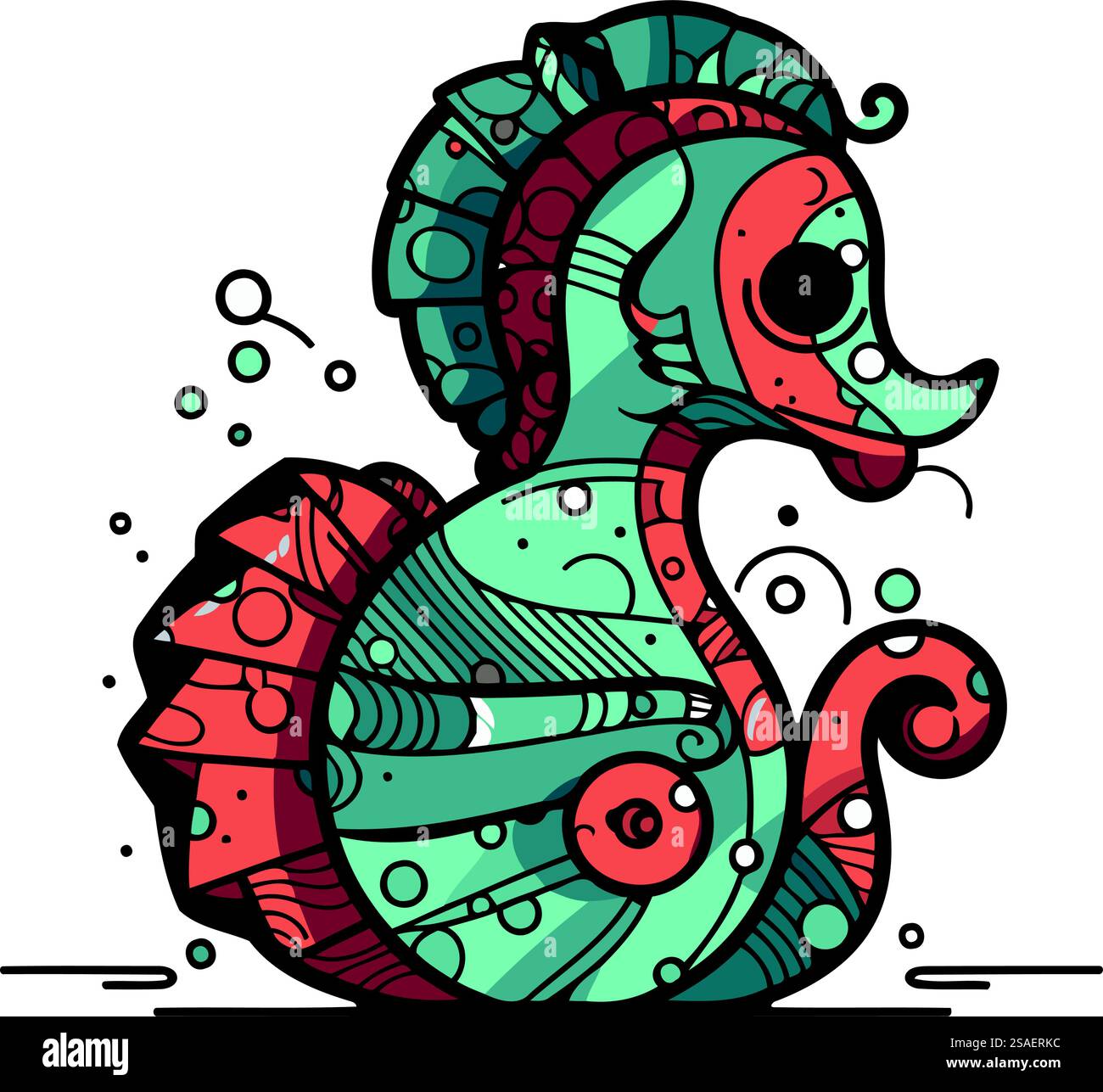 Hand drawn seahorse. Vector illustration in doodle style Stock Vector ...