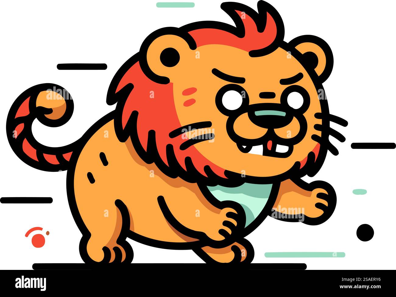 Cute Lion Running Vector Illustration. Isolated on White Background ...