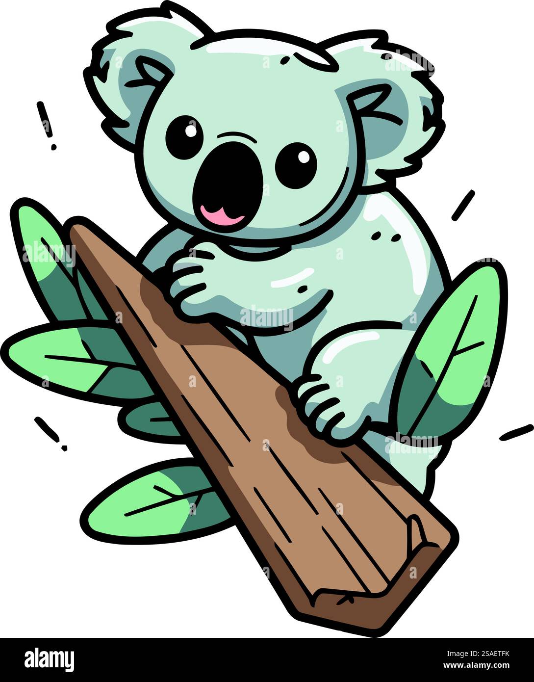 Cute koala on a log. Vector illustration in cartoon style Stock Vector ...