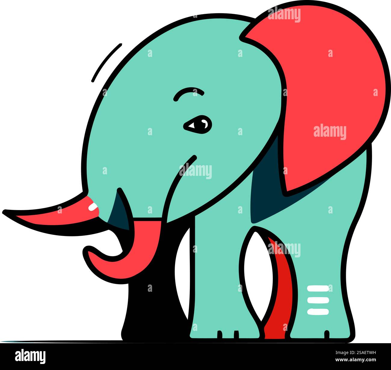 Cute cartoon elephant. Vector illustration in trendy flat line style ...