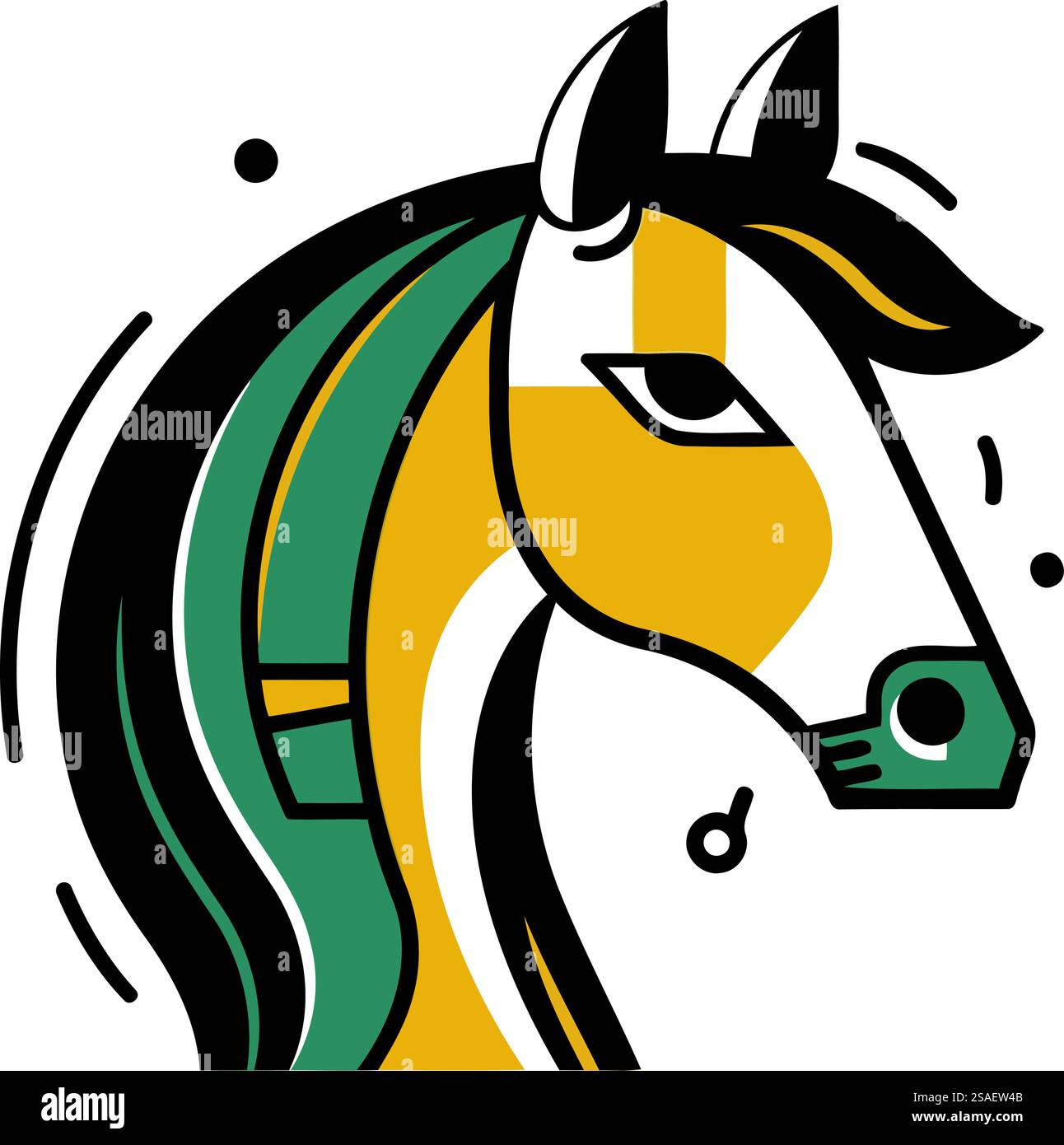 Vector illustration of a head of a horse on a white background Stock ...