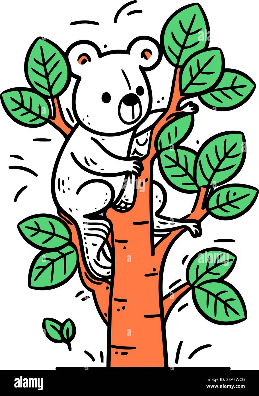 Cute koala sitting on the tree. Vector cartoon illustration Stock ...