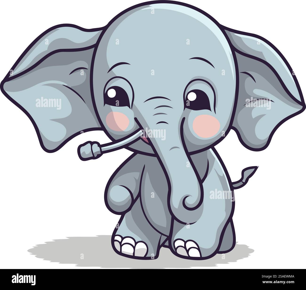 Cute cartoon elephant isolated on a white background. Vector ...