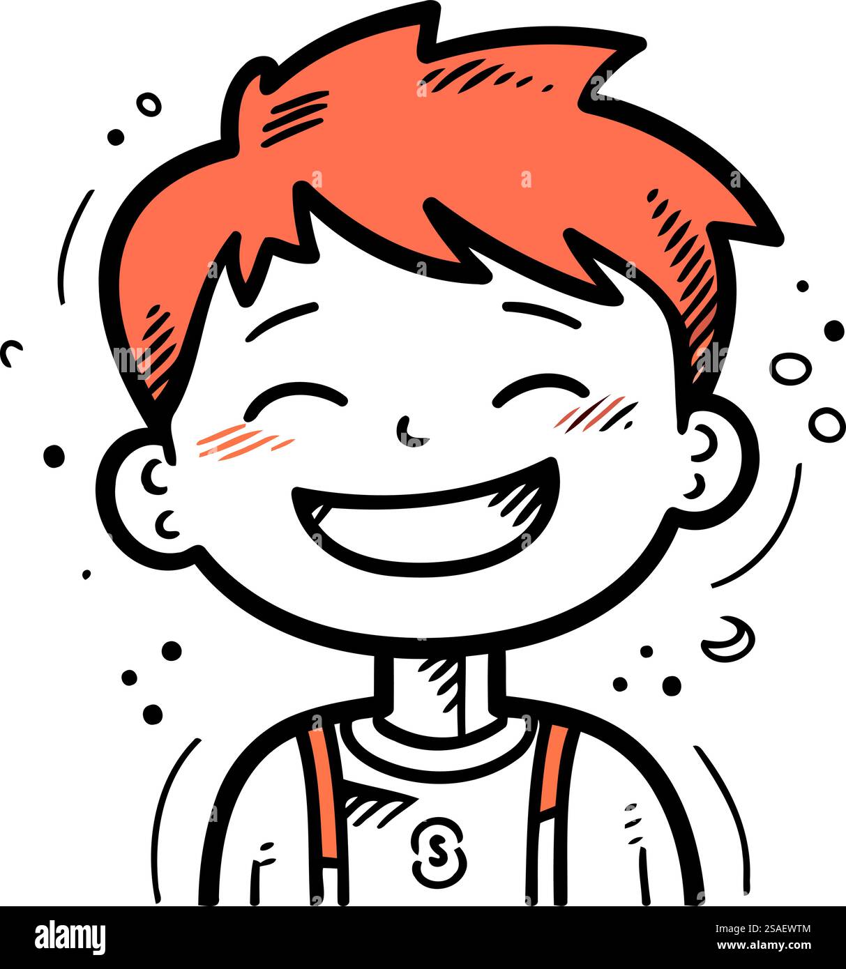 Smiling boy with red hair. doodle style vector illustration Stock ...