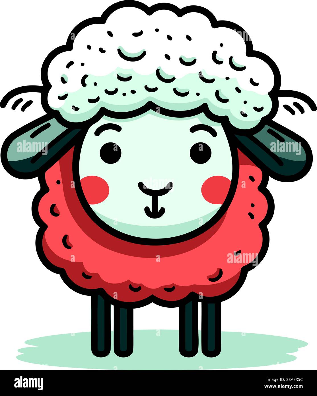 Cute Sheep Cartoon Character Mascot Design Vector Illustration Stock ...