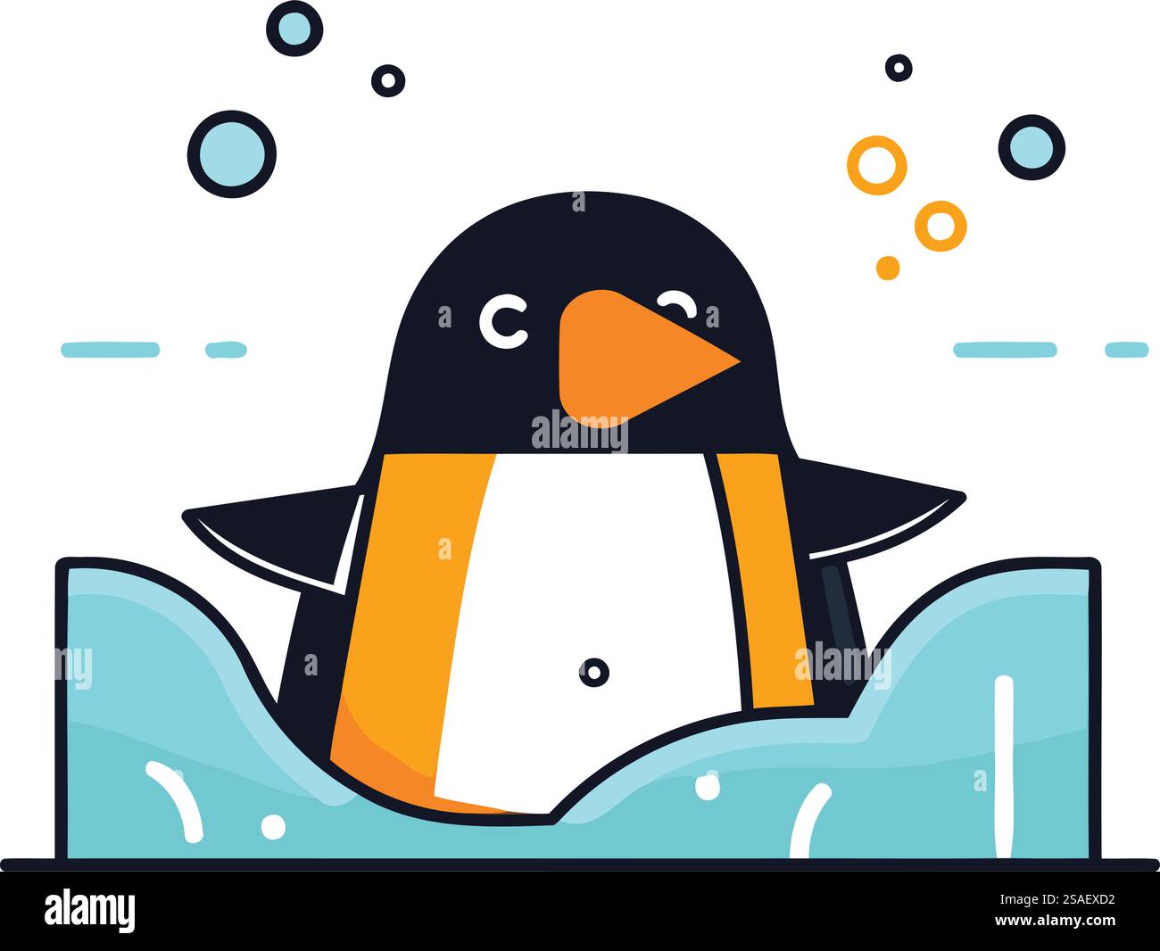 Cute penguin in the ice. Vector illustration in flat style Stock Vector ...