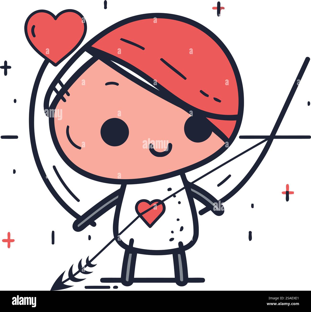 Cute cartoon cupid with bow and arrow. Vector illustration Stock Vector ...
