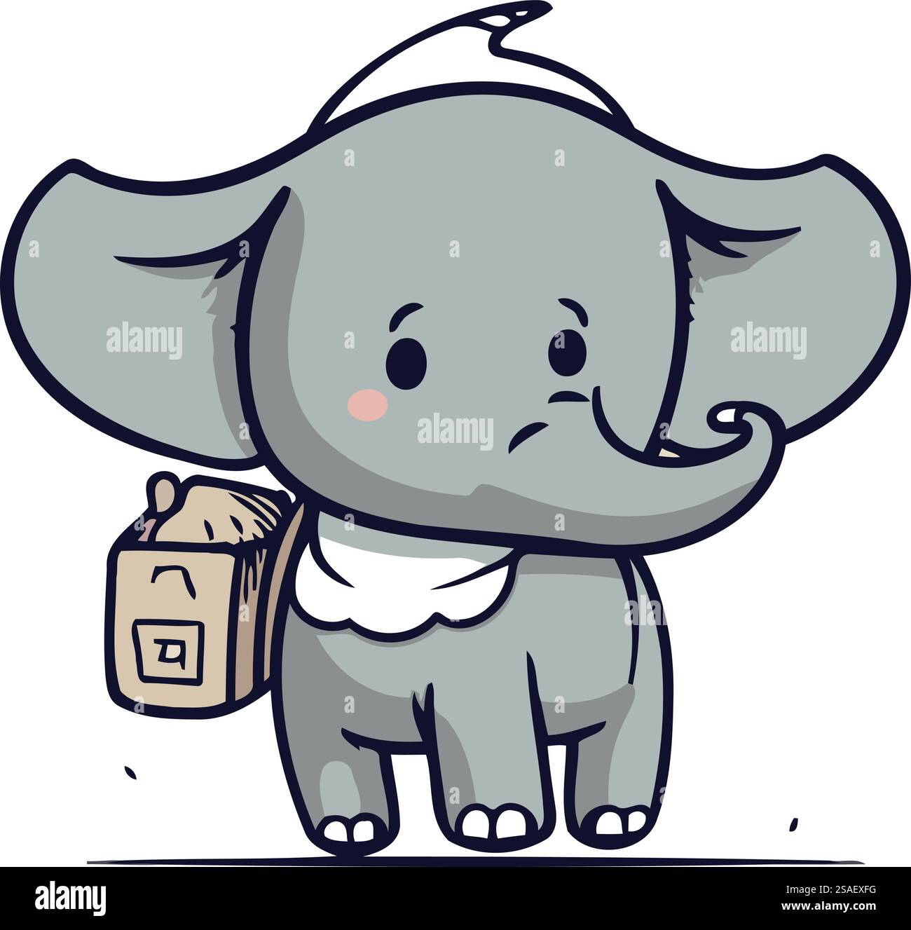 Cute elephant with a book in his hands. Vector illustration Stock ...