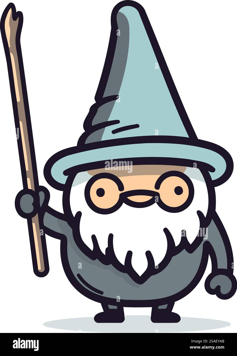 Funny Wizard Character with Magic Wand Vector Illustration. Cartoon ...