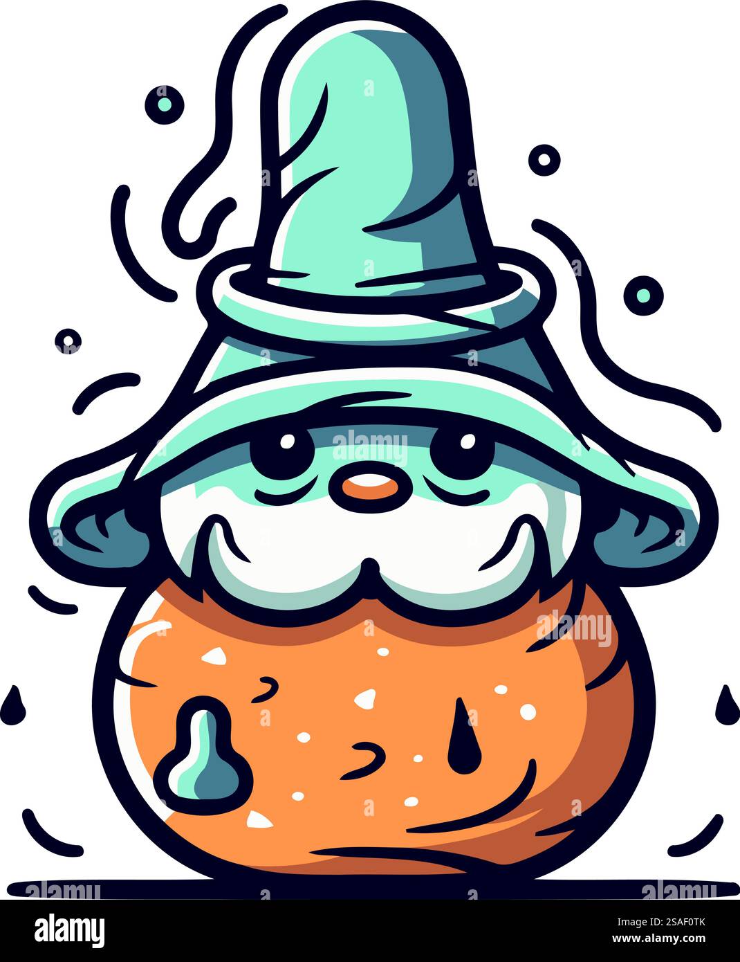 Snowman in hat and scarf. Merry Christmas and Happy New Year. Vector ...