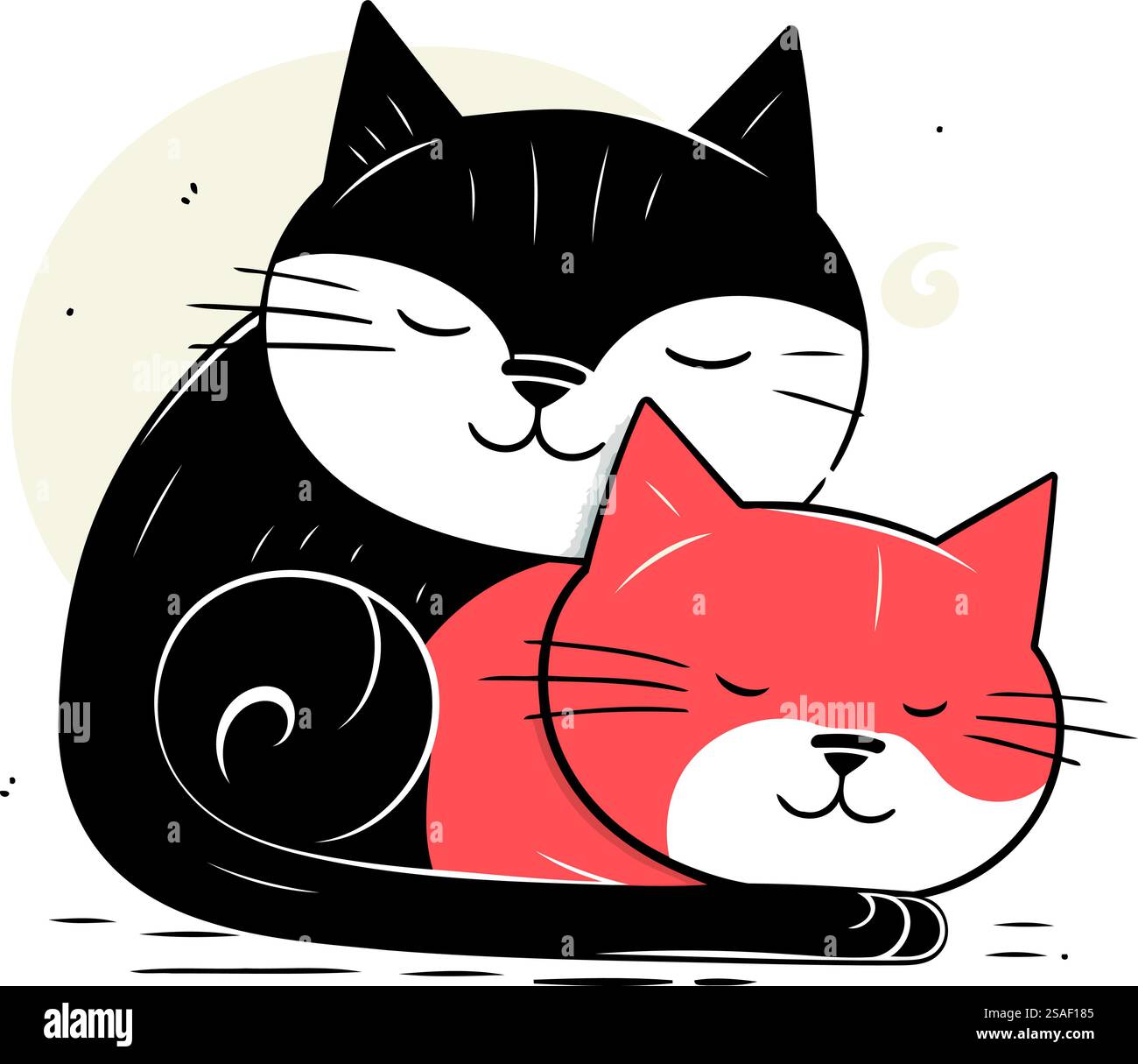 Cute cat sleeping. Vector illustration in doodle style Stock Vector ...