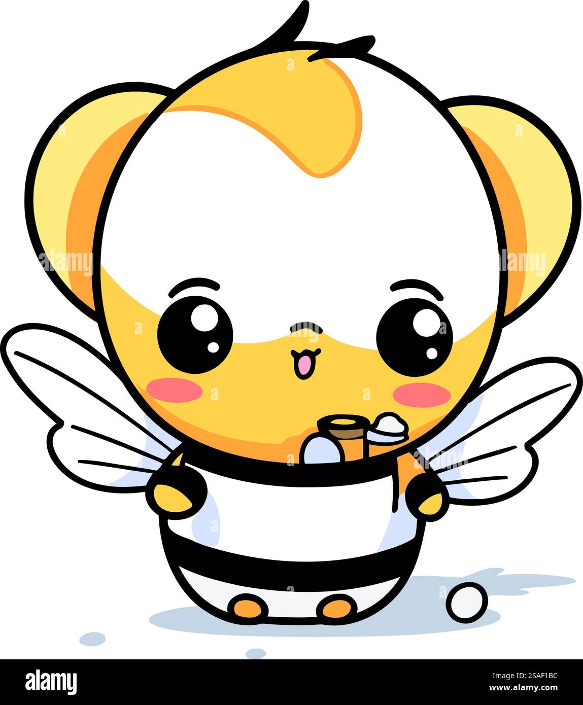 Cute little bee holding a pot of honey. Vector illustration Stock ...