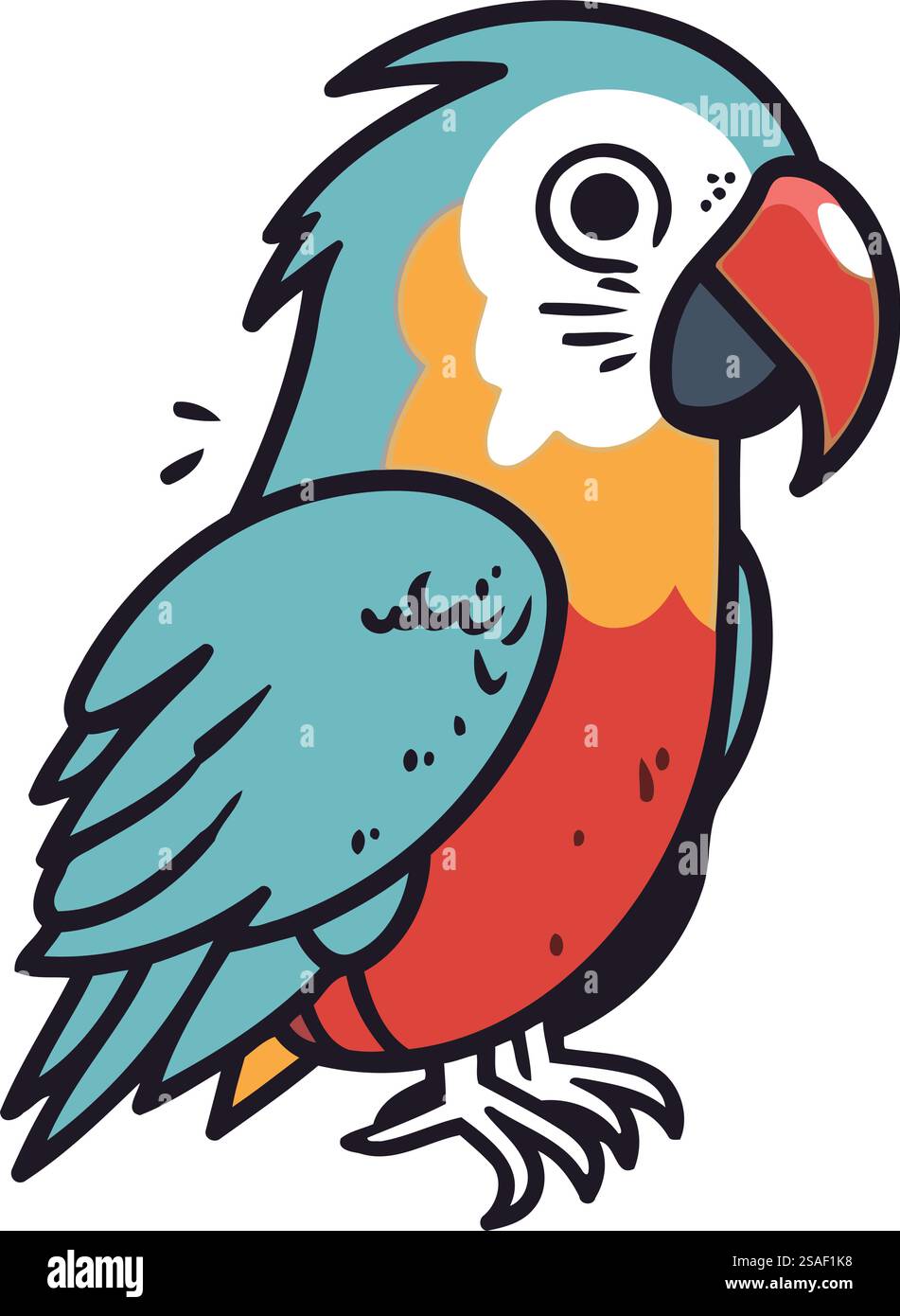 Cute parrot. Hand drawn vector illustration in cartoon style Stock ...