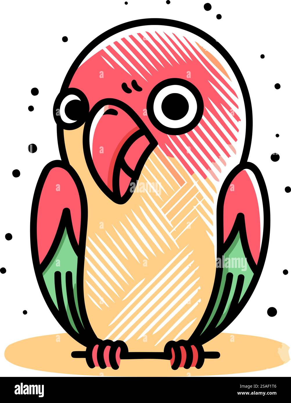 Cute parrot. Hand drawn vector illustration in cartoon style Stock ...