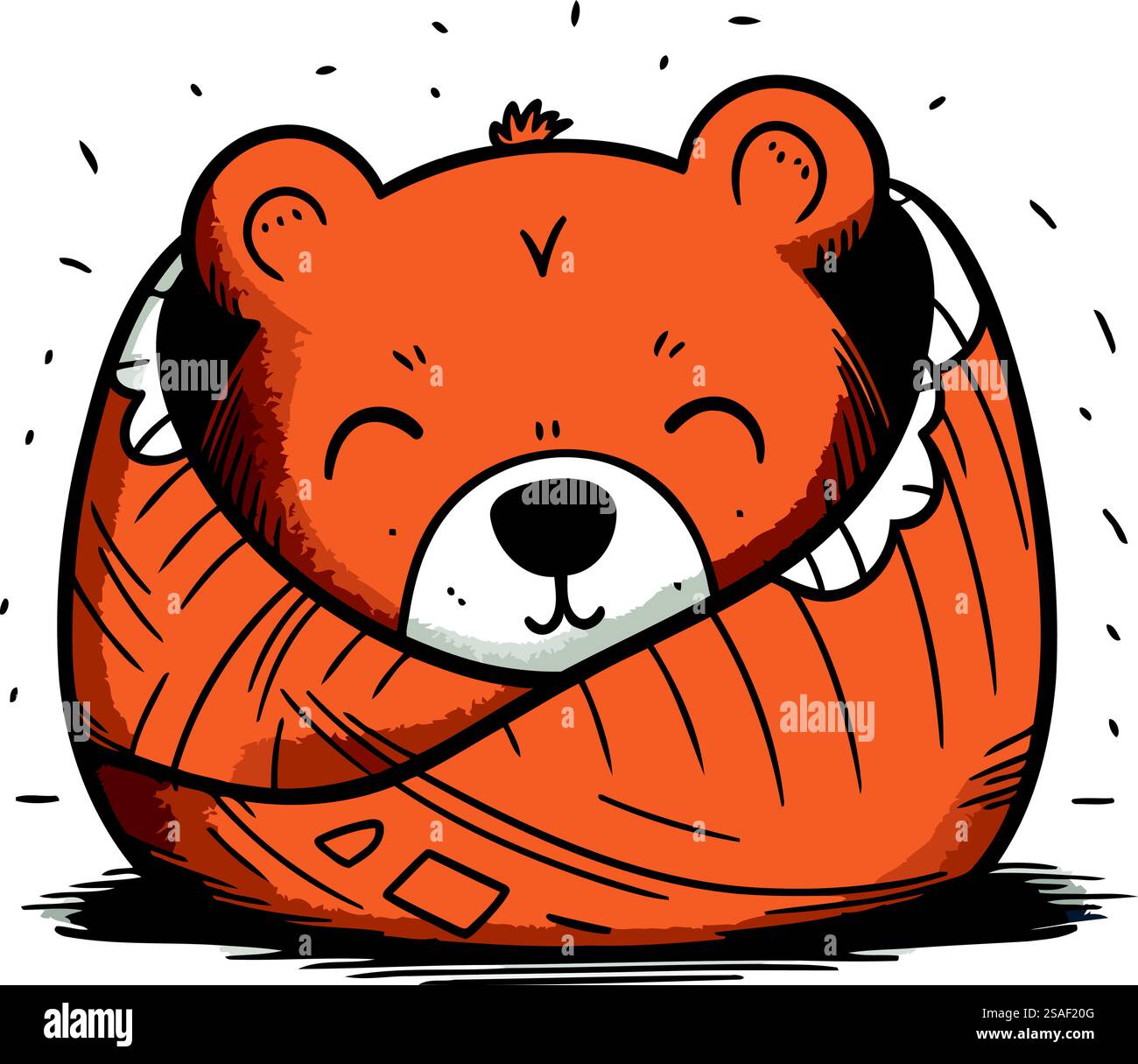 Cute cartoon bear wrapped in a woolen scarf. Vector illustration Stock ...