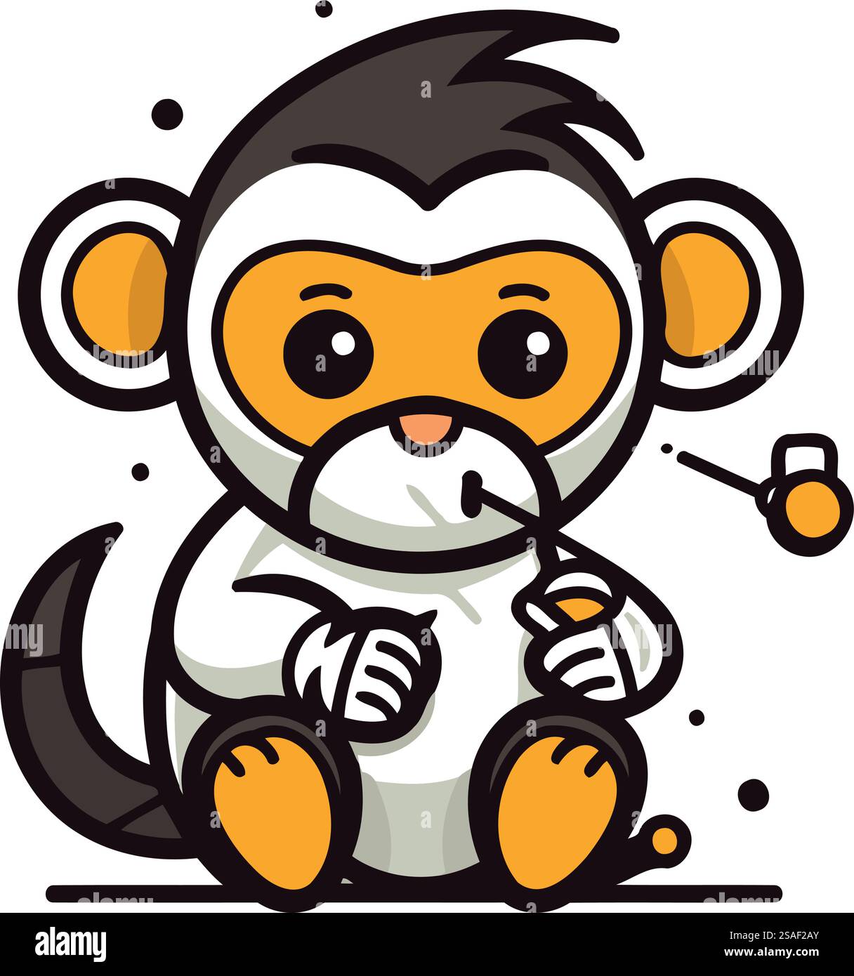 Cute Monkey Cartoon Mascot Character Vector Icon Illustration Design ...