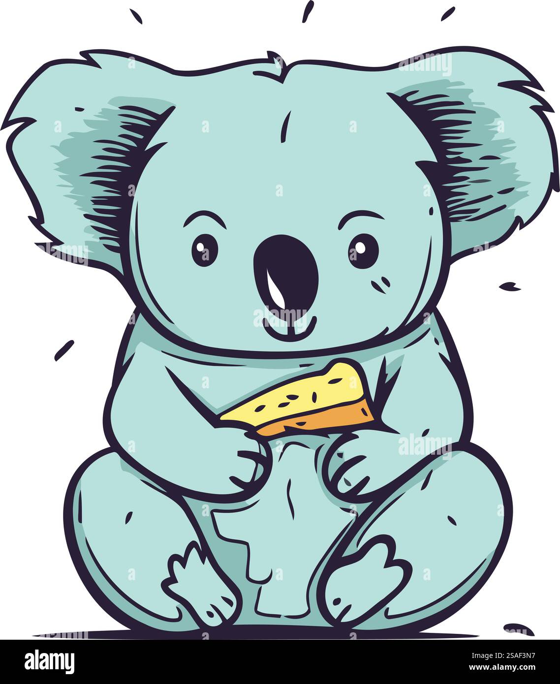 Cute cartoon koala with cheese. Hand drawn vector illustration Stock ...
