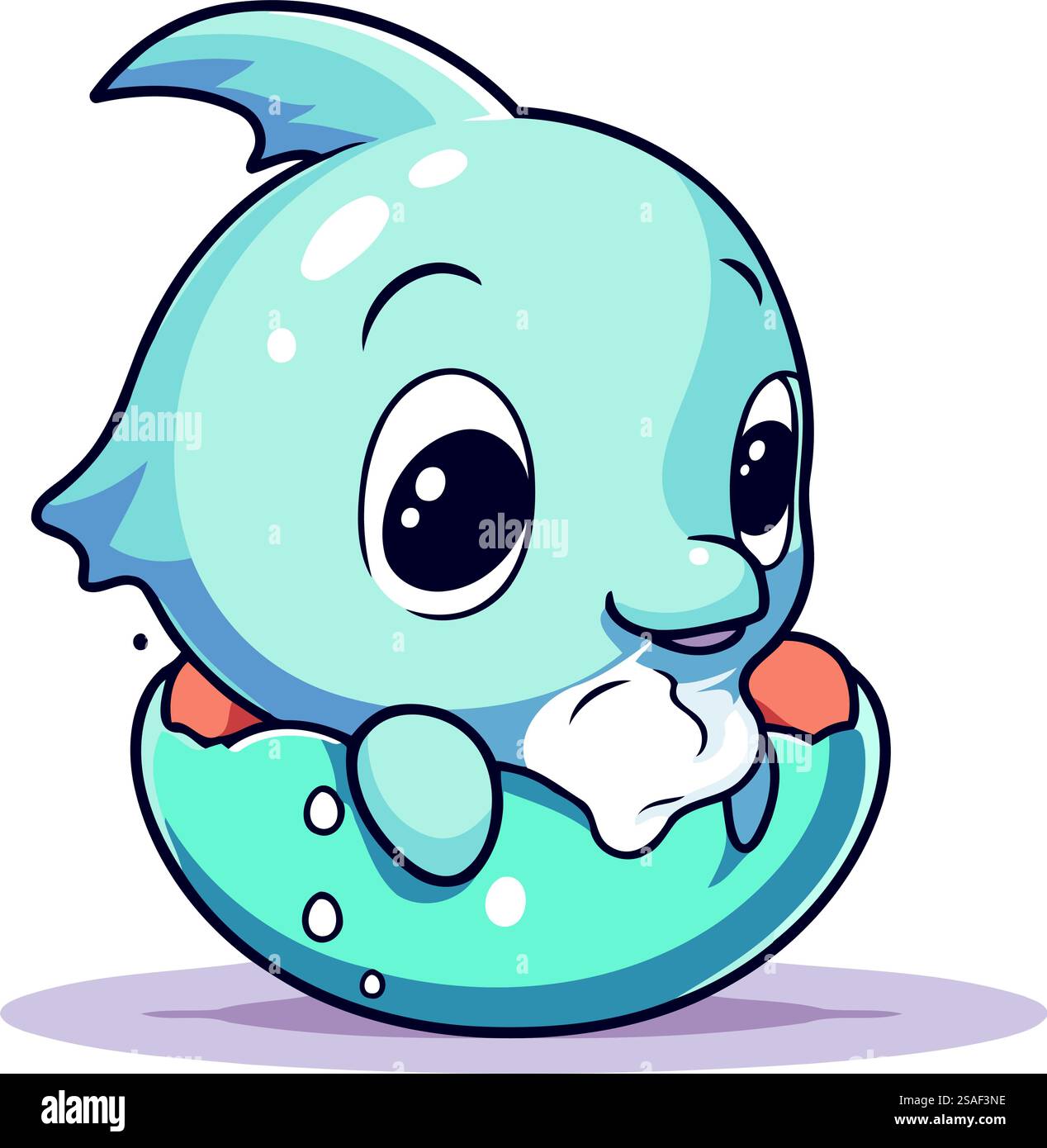 Cute blue whale character cartoon vector illustration. Funny cartoon ...
