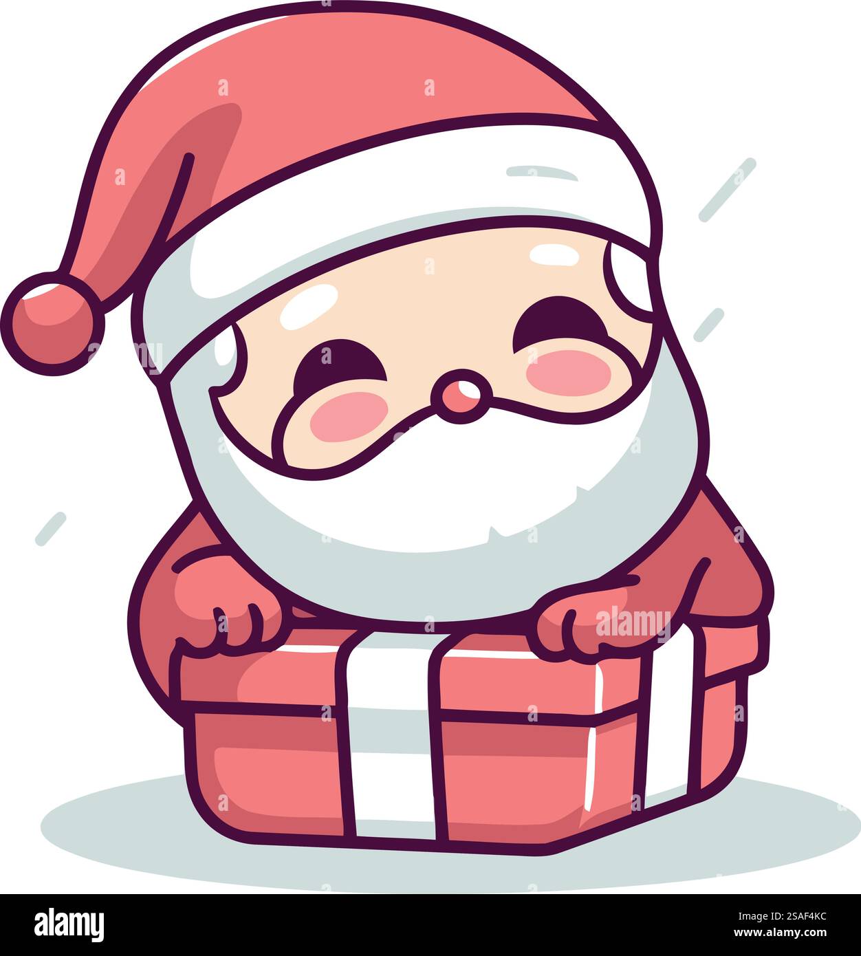 Santa Claus holding a gift box. Cute cartoon character. Vector ...