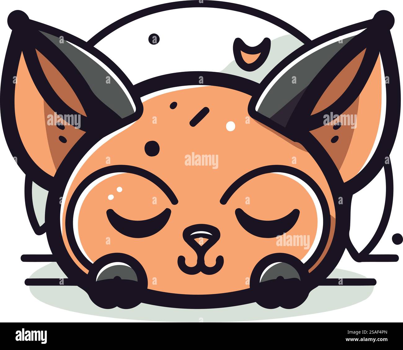 Cute little fox sleeping on the moon. Vector cartoon illustration Stock ...