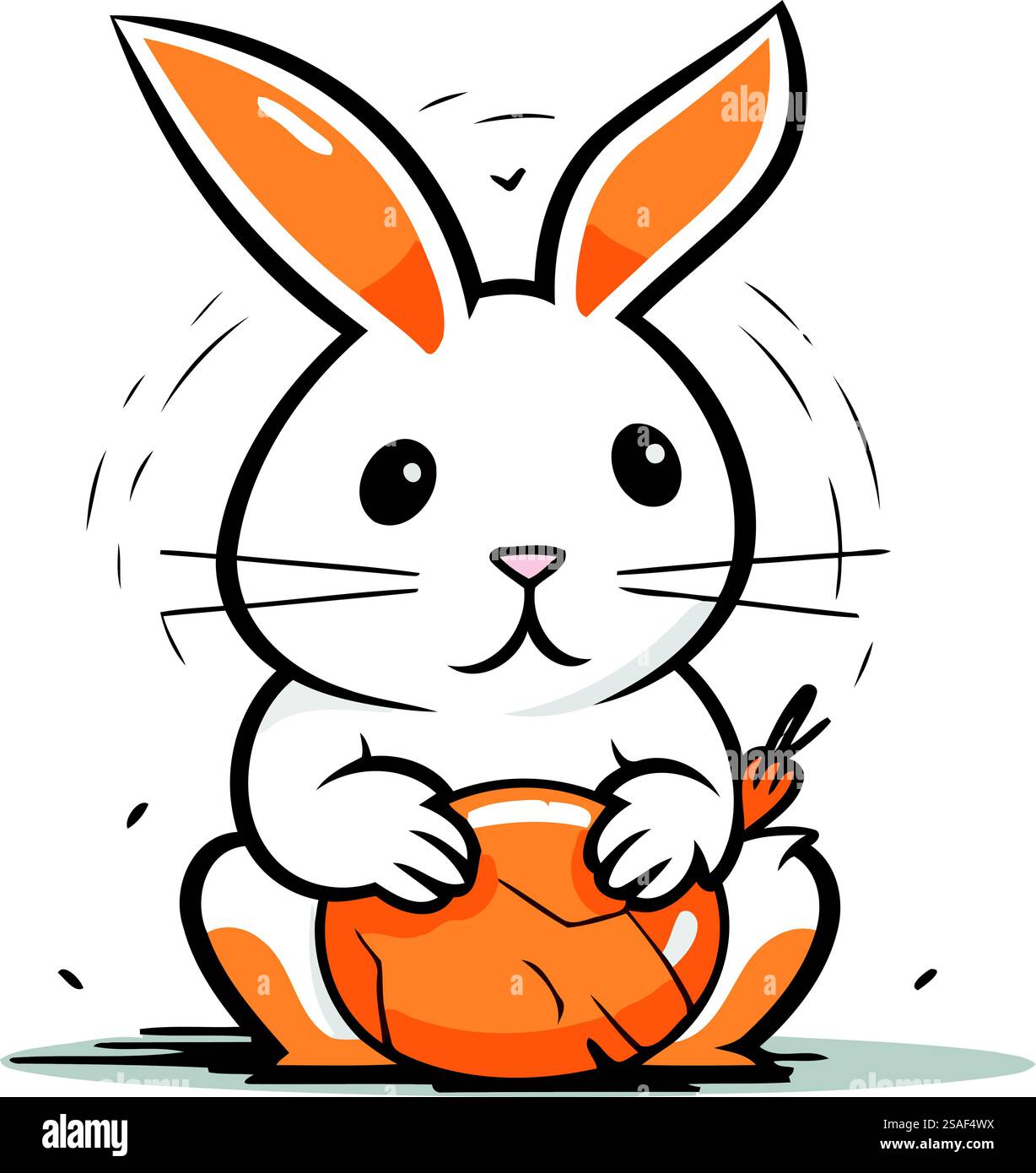 Rabbit holding an orange egg. Easter Bunny. Vector illustration Stock ...