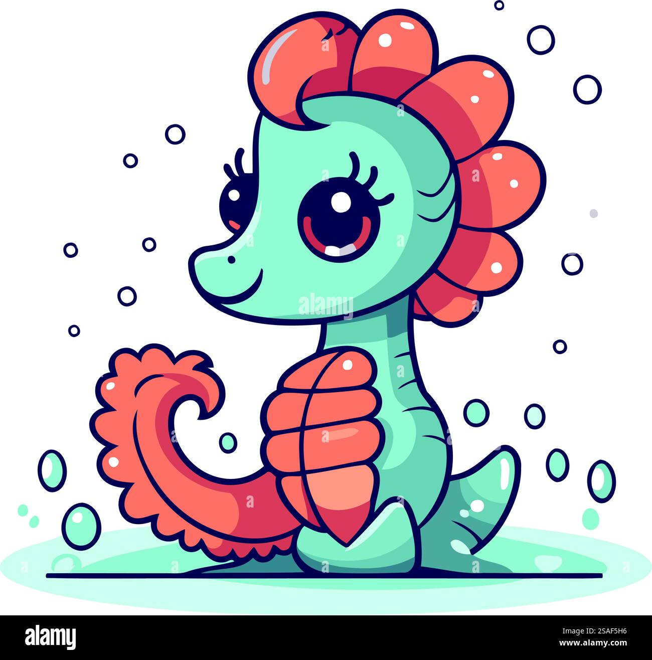 Cute cartoon seahorse. Vector illustration in a flat style Stock Vector ...