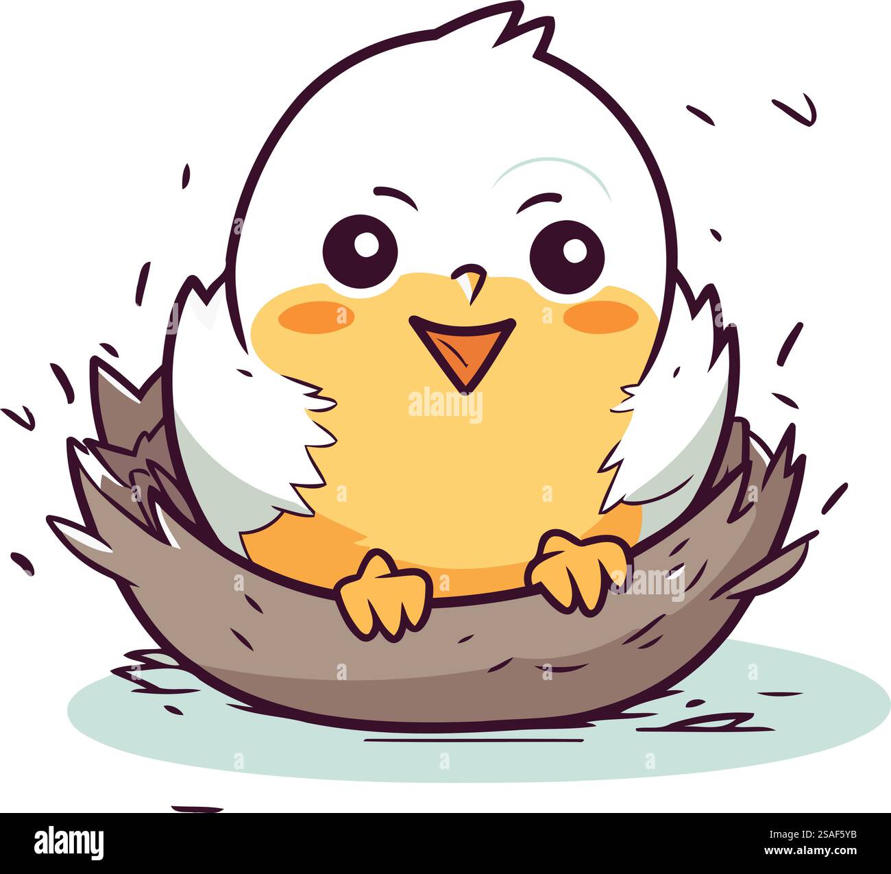 Cute chicken in the nest. Vector illustration on white background Stock ...