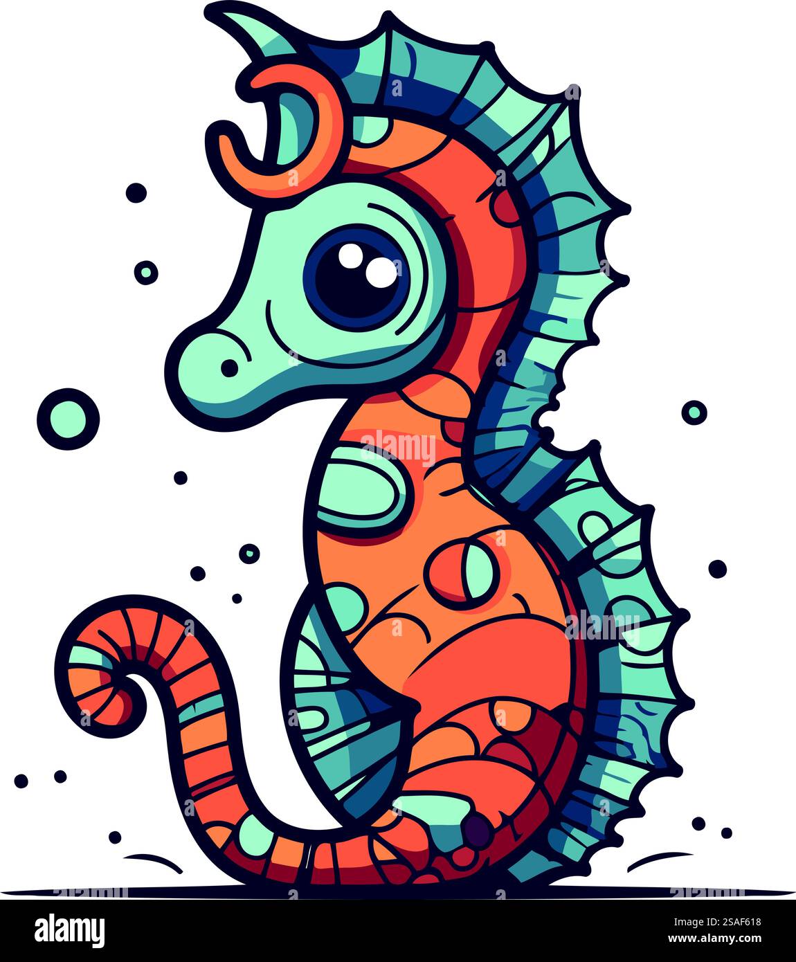 Cute cartoon seahorse. Vector illustration for your design Stock Vector ...