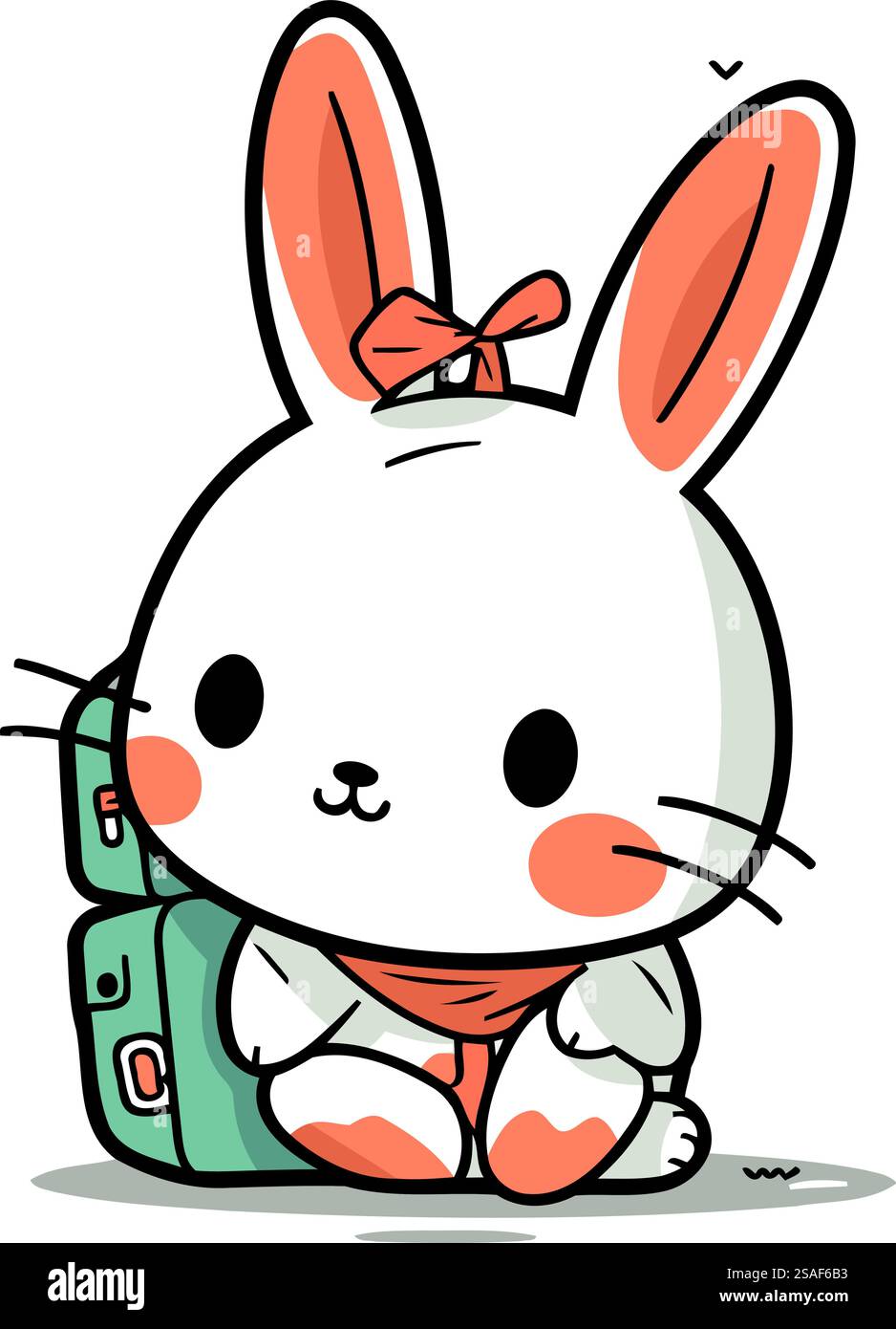 Rabbit travel with backpack. Cute cartoon character vector illustration ...