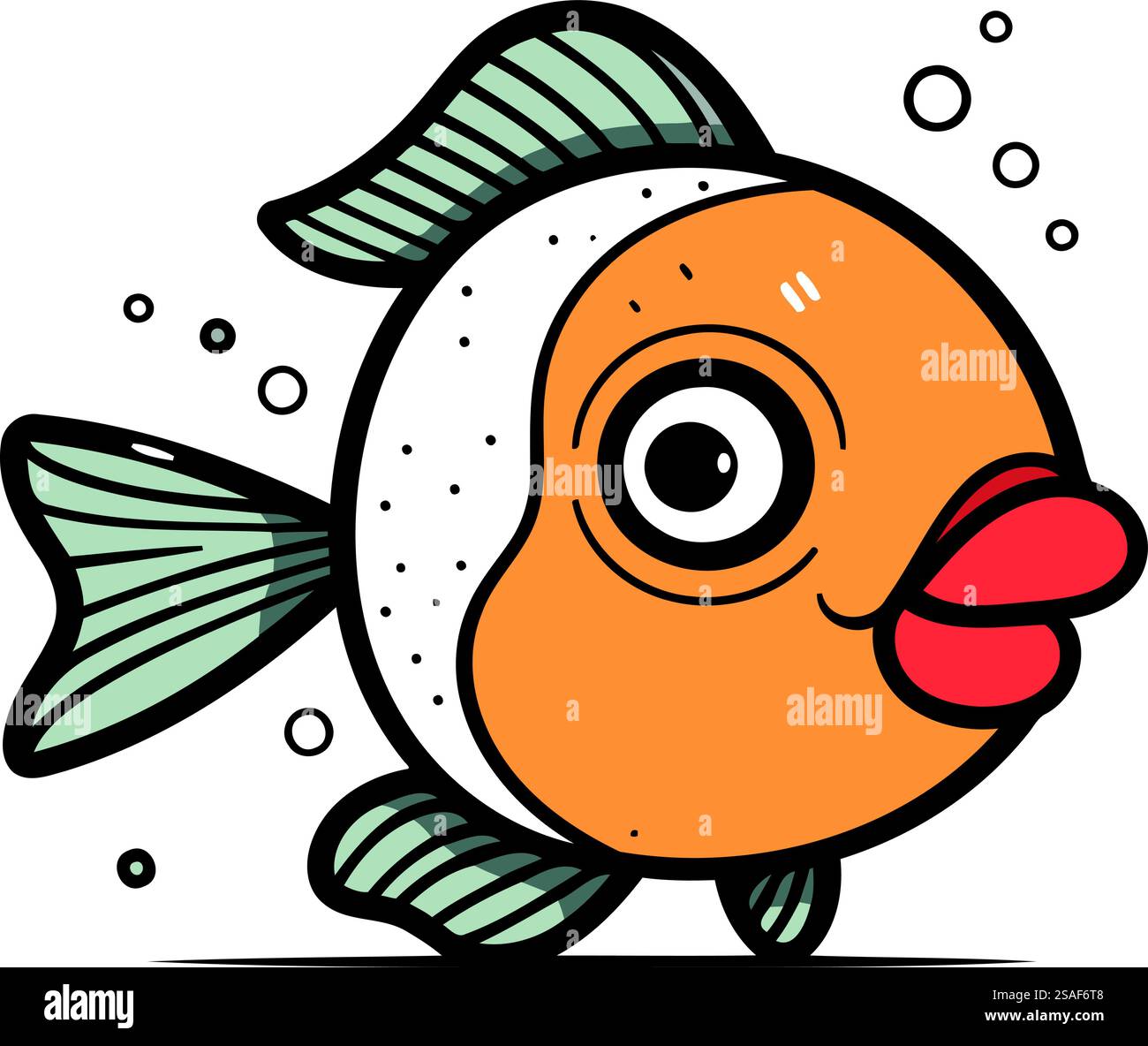 Cartoon cute fish. Vector illustration. Isolated on white background ...